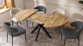 RENZO Dub Wotan/čierna noha - OKRÚHLY STÔL Ø110 ROZKLADACÍ DO 180 cm | DO KUCHYNE JEDÁLNE OBÝVAČKY RETRO