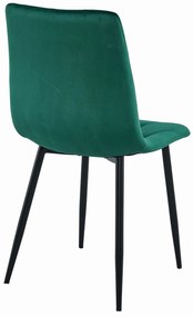 Tmavo zelená zamatová jedálenská stolička LIBRA s čiernymi nohami