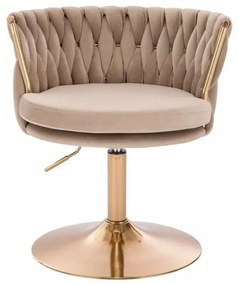 LuxuryForm DESIGN Stolička LYON VELUR na zlatom tanieri - latte