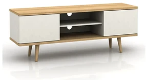 Biely TV stolík v dekore duba 140x52 cm Alana - Støraa