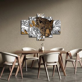 Obraz - Leopard medzi kvetmi (150x105 cm)