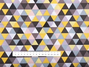Biante Detský bavlnený záves Sandra SA-218 Žlto-hnedo-ružové trojuholníčky 150x260 cm