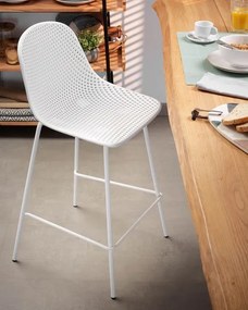 Barová stolička QUIDO biely plast, kovové nohy