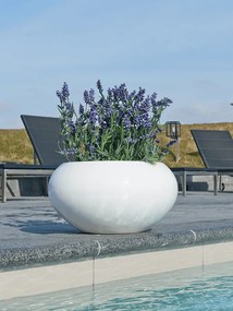 Kvetináč Fiberstone glossy CORA M biela lesklá biela 72x36 cm