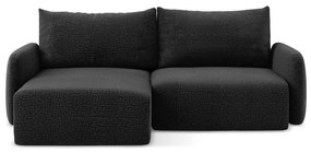 Čierna rozkladacia/s úložným priestorom rohová pohovka (ľavý roh) Kalena – Makamii