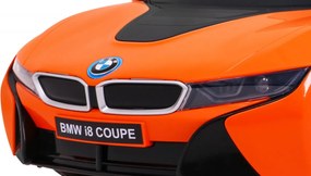 Ramiz Elektrické autíčko BMW i8 Lift oranžové + diaľkové ovládanie + pomalý štart + 3-bodové pásy + MP3 USB + LED