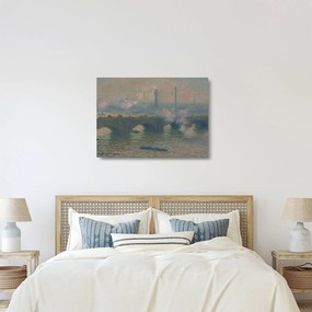 Sklenený obraz - Claude Monet, Waterloo Bridge, Gray Day, reprodukcia (70x50 cm)