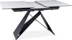 Jedálenský rozkladací stôl Westin 120/160 cm keramika čierny/biely mramor