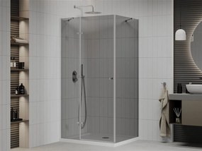 Mexen Roma, sprchový kút s krídlovými dverami 110 (dvere) x 100 (stena) cm, 6mm šedé sklo, chrómový profil + slim sprchová vanička biela + chrómový sifón, 854-110-100-01-40-4010