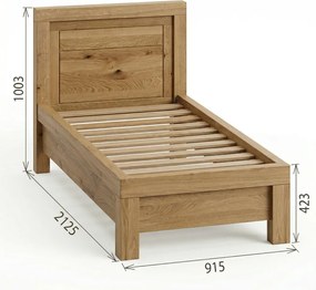 Moderná dubová jednolôžková posteľ z masívu BA, 80/90 x 200 cm 80 cm