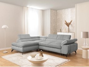 Svetlosivá menčestrová rohová pohovka (ľavý roh/do L) Marbeya – Ropez