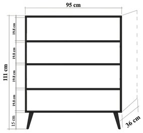 Detská komoda Cats 95 cm biela