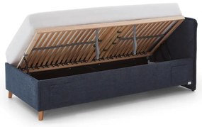 Tmavomodrá čalúnená detská posteľ s úložným priestorom s roštom 140x200 cm Fun – Meise Möbel