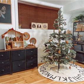 Krémový prateľný ručne tkaný bavlnený detský koberec ø150 cm ABC Natural Black – Lorena Canals