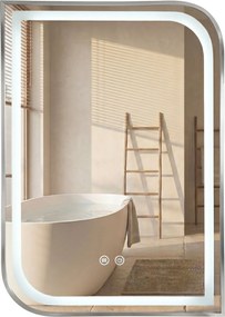 Rea ZONE, LED zrkadlo 60x80cm v ráme z brúsenej ocele, HOM-00301