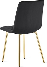 Čierna zamatová jedálenská stolička LIBRA so zlatými nohami