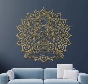 SENTOP | Drevená mandala joga žena – 3D obraz na stenu do obývačky | SENTOP PR0511