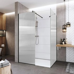 Mereo Mereo, Sprchová stena WALK IN, Novea, black ALU, sklo Line, MER-CK10600HBL