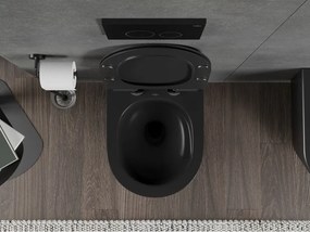 Mexen Rico, závesná WC misa 490x360x370 mm, Rimless Tornádo + WC sedadlo z duroplastu, čierna matná, 30720185T