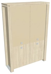Vysoká skriňa Verno+ S 140 x 46 x 210 cm, kombinované dvere, agát / vanilka