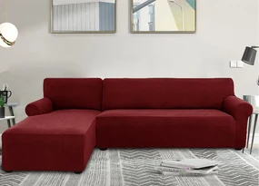 Elastický žakárový poťah na trojmiestnu rohovú pohovku BestBerg / ľavý / bordový