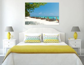 Obraz biela piesočnatá pláž na ostrove Bamboo - 90x60