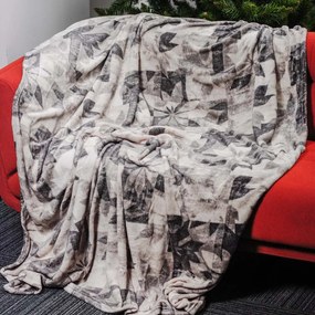 Home Elements Mikroflanelová deka, šedá, kvetina