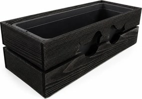 AMADEA Drevený obal na kvetináč tmavý s vtáčikmi, 52x21,5x17cm, český výrobok