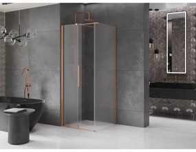 Mexen Velar, sprchový kút s posuvnými dverami 120 x 120 cm, 8mm sklo námraza, medená matná, 871-120-120-31-65