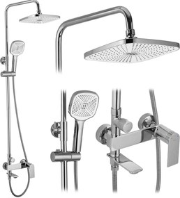 Rea Storm, vaňová/sprchová súprava s dažďovou hlavovou sprchou a ručnou sprchovou hlavicou, chrómová, REA-P4882
