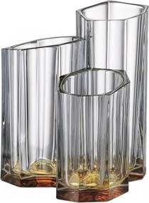 KRIŠTÁĽOVÁ VÁZA BOHEMIA BAZALT AMBER BOTTOM 250MM