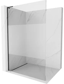 Mexen Kioto L, sprchová zástena Walk-In 120 x 200 cm, 8mm číre sklo-námraza, čierny profil, 800-120-103-70-35