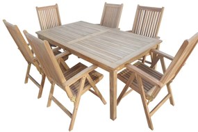 TEXIM GARDEN II - záhradný jedálenský stôl GARDEN II + 6 x stolička EDY, teak