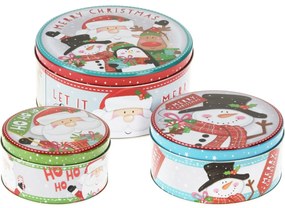 Súprava 3 vianočných plechových dóz Santa's Friends