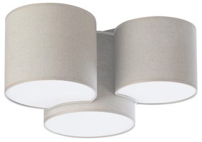 TK-LIGHTING Prisadené stropné textilné osvetlenie MONA, 3xE27, 60W, okrúhle, béžové