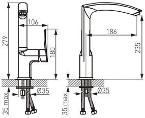 F-Design Avanza, stojanková drezová batéria, chróm lesklý, FD1-A04-4-11