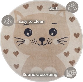 Hanse Home, Detský koberček Adventures 105963 Cream Beige kruh, 140x140 (priemer) kruh, béžová, detská izba