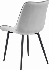 Svetlosivá zamatová stolička BERA s čiernymi nohami