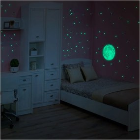Sada nástenných detských svietiacich samolepiek Ambiance Moon Stars and Planet