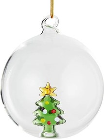 HANG ON Sklenená guľa stromček 9 cm - číra
