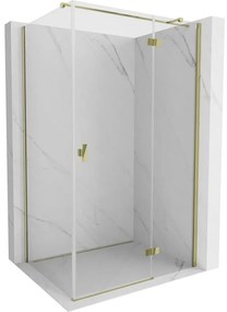 Mexen Mist H T, sprchový kút s výklopnými dverami pravý 75 x 95 cm, číre sklo, zlatá, 8A5T-075-095-50-00-P