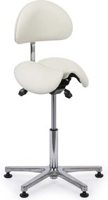 Pracovná stolička s operadlom ARDO, sedák v tvare sedla, s klzákmi, biela