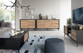 Úložná komoda so zásuvkami Diamond, čierna/dub