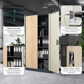 Kancelárska skriňa na dokumenty antracitová / dub sonoma: Eco Design JAN 900 x 1850 x 400 mm