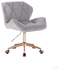 LuxuryForm DESIGN Stolička MILANO VELUR na zlatej podstave s kolieskami - svetlosivá