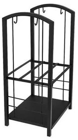 Kôš na drevo s krbovým náradím 30x40x73 cm čierna