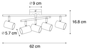 Moderné stropné svietidlo bronzové 5-žiarovkové nastaviteľné obdĺžnikové - Jeana