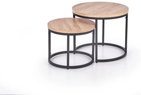 Okrúhly konferenčný stolík (2 ks) Oreo - dub san remo / čierna