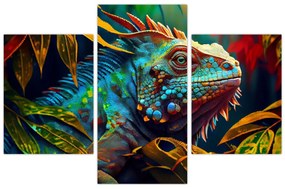 Obraz - Farebný leguán (90x60 cm)