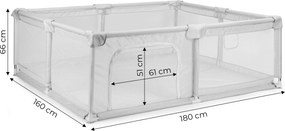Veľká detská ohrádka 180×160 cm ECOTOYS – hrací kút / suchý bazén, šedá, s taškou